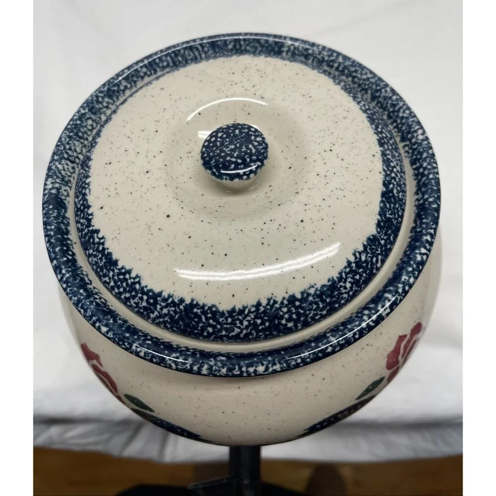 Dispenser American Country Heart Stoneware Pottery Pot Crock Coffee Tea Water